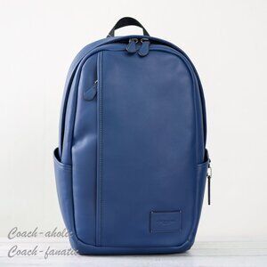 NWT Coach CW863 Edge Leather Backpack in Gunmetal/Deep Blue